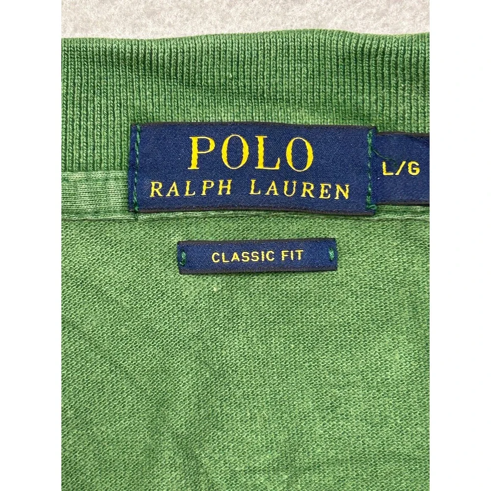 Polo Ralph Lauren Polo Shirt Cotton Pique Green Large Mens